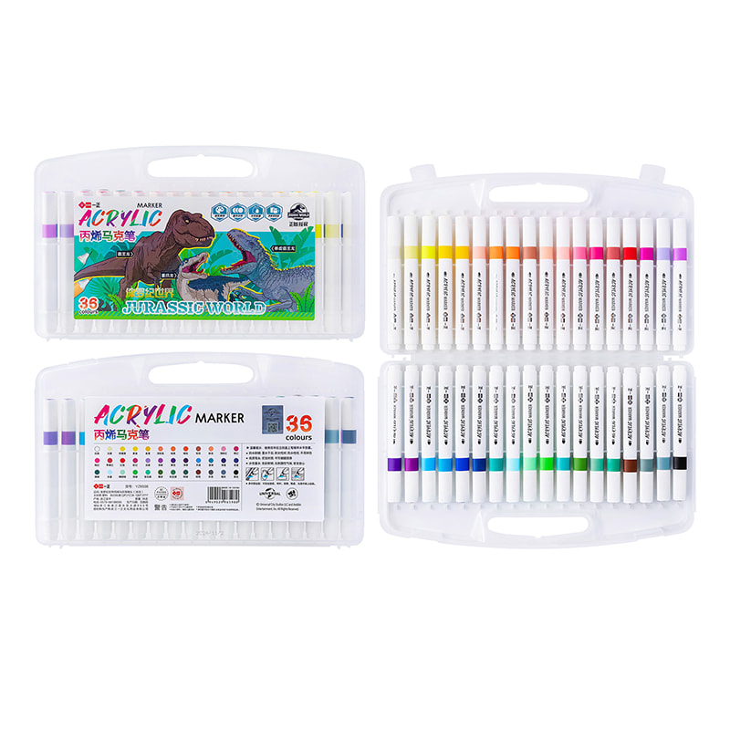 YZ6598 Jurassic World 36-Farben-Acrylmarker mit harter Spitze