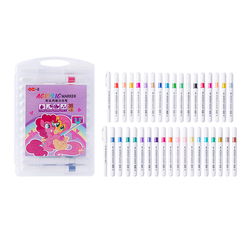 YZ7822 My Little Pony 36-Farben-Acrylmarker (weicher Pinsel)
