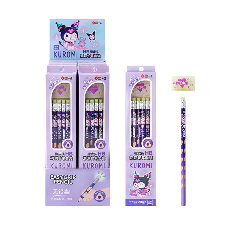 YZ9775 Kuromi HB Leuchtendes Bleistiftset mit Radiergummispitze (verpackt)