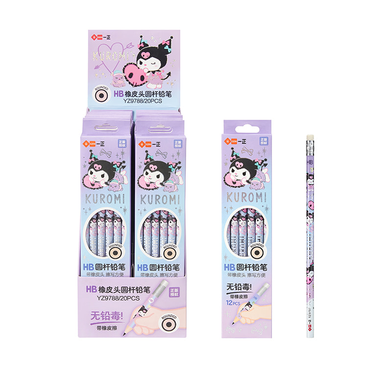 YZ9788 Kuromi HB Rundstift-Set mit Radiergummispitze