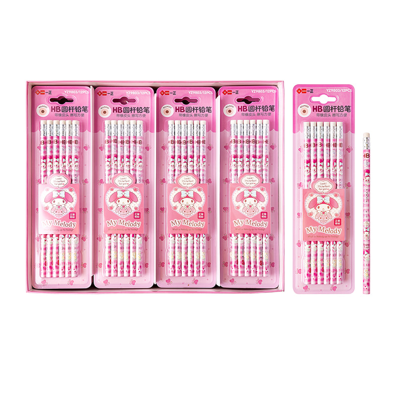 YZ9803 My Melody HB Rundstifte mit Radiergummispitze in einem Luftpolsteretui