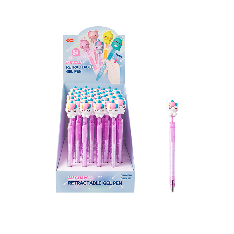 IG5013 Einhorn-Gelstift mit seitlichem Klick (Schwarz)